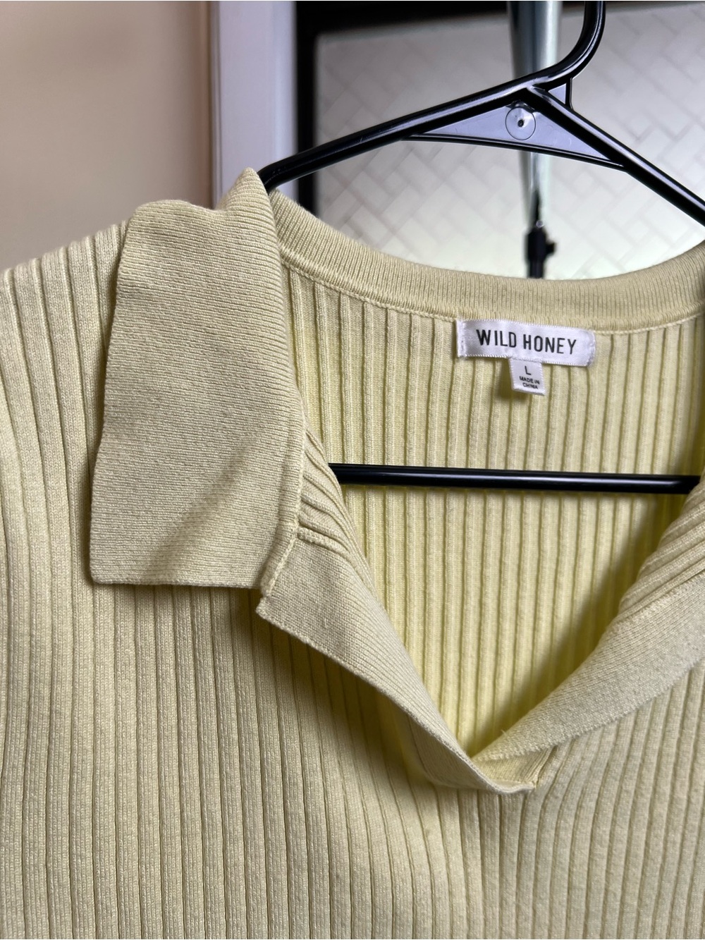 Wild Honey Women's Collared Ribbed Sweater - Light Green